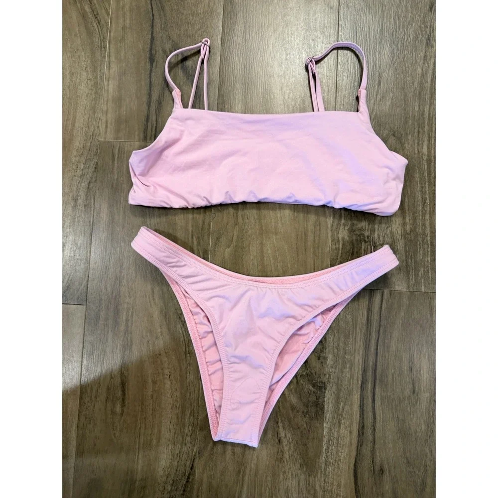 Billabong Women's Bikini Top & Bottom Size Medium Reversible Cheeky Bottoms Pink